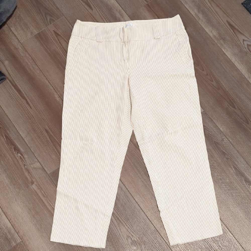 New York & Company Beige Striped Pants